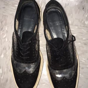 Stuart Weitzman platform perforated oxfords